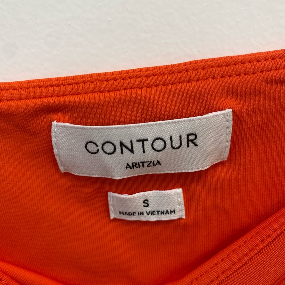 ARITZIA Contour Squareneck Shortleeve Red Orange Bodysuit Small - Picture 2 of 4